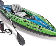 FREE EXPRESS SHIPPING Challenger Kayak, Man Inflatable Canoe with Aluminum Oars and Hand Pump