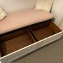 handmade storage bench/window seat with two large built-in drawers and a comfortable upholstered cushion Image 2
