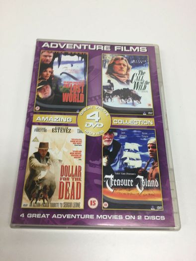 4 Adventure Films Includes Lost World, Call of the Wild, Treasure Island. Free Postage!