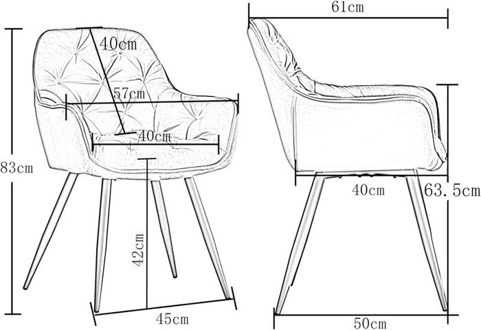 Set of 2 Dining Room Chairs, Made of Fabric (Velvet), Living Room Chair, Choice of Colours, Retro Design Armrest, Chair with Backrest, Metal Legs, Black (Teal, 2)