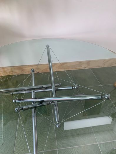 Vintage Mid century modern chrome and glass Theodore Waddell  coffee table