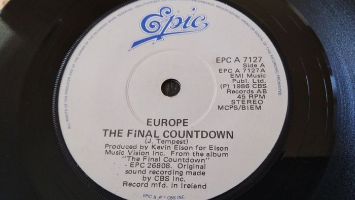 Europe Final Countdown 7" Vinyl 1986