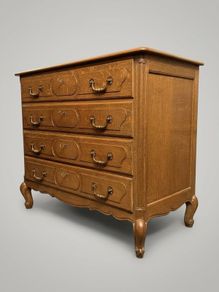 Early 20th Century French Solid Oak Chest of Drawers