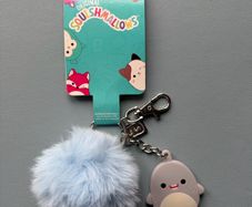 Squishmallows Gordon The Shark Pom Pom Keychain Keyring - Rubber Charm Fur Pom