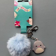 Squishmallows Gordon The Shark Pom Pom Keychain Keyring - Rubber Charm Fur Pom