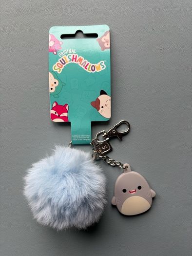Squishmallows Gordon The Shark Pom Pom Keychain Keyring - Rubber Charm Fur Pom