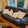 Stunning  Black Leather Sofa Set + 2 Matching Armchairs (Smoke & Pet Free) Image 2
