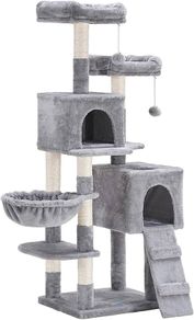 Cat Tree, 147 cm cat tower, Multi-Leve cat condo, Gray