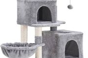 Cat Tree, 147 cm cat tower, Multi-Leve cat condo, Gray