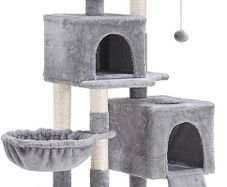 Cat Tree, 147 cm cat tower, Multi-Leve cat condo, Gray
