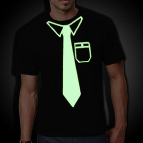Glow in the dark fake tie t-shit tee top shirt