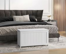 Storage Box, Storage Chest, Toy Trunk, MDF, 2 Handles, 81 x 40 x 46 cm, White