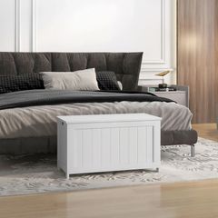 Storage Box, Storage Chest, Toy Trunk, MDF, 2 Handles, 81 x 40 x 46 cm, White