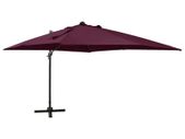 Cantilever Umbrella with Pole and LED Lights Bordeaux Red 300 cm