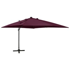 Cantilever Umbrella with Pole and LED Lights Bordeaux Red 300 cm