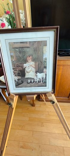 Vintage Framed Print - Puppy Love - by Charles Burton Barber (1836-1893) Made in England