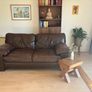 (1 of 2 + futon) Brown genuine Italian leather 3 seater sofa Image 8