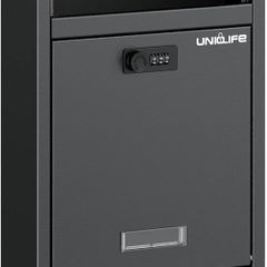 Wall Mount Mailbox for Outside, Large Locking Mailbox with Combination Lock, Security Mail Box for House, Safe Key Drop Box, Post Box, Steel Cash Drop Box for Home Office School, Black