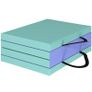 Portable Foldable Gymnastics Mat, Thick 4-Panel Sports Mat with Handles, 180 x 60 x 5 cm, Green and Purple Image 5