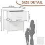 White Bedside Table Set of 2, Bedroom Bedside Cabinet with 2 Fabric Drawers, Nightstand Side Table for Kids Living Room Dorm, White Leather Image 3
