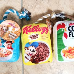 Set of Three Squeaky Dog Pet Toys - Kellog's Coco Pops + Rice Crispies + Corn Flakes - Cereal Boxes NEW