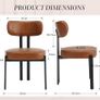 PU Leather Dining Room Chairs Set of 2 Living Room Modern Armless Accent Chairs Kitchen Chairs with Black Metal Legs (Brown) Image 2