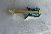 Enamel Guitar Brooch