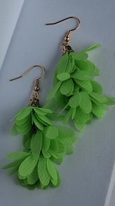Lime Green Cascading Petal Tassel Earrings