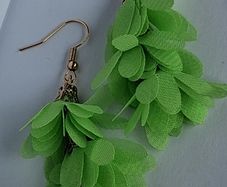 Lime Green Cascading Petal Tassel Earrings