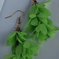 Lime Green Cascading Petal Tassel Earrings