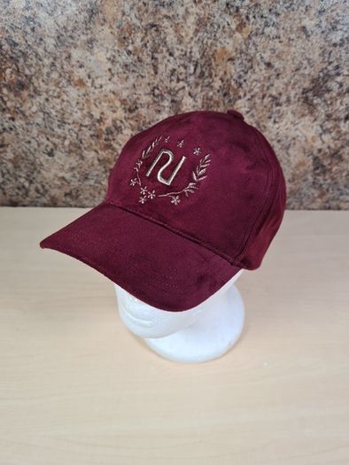 River Island velvet baseball cap hat womens girls burgundy gold