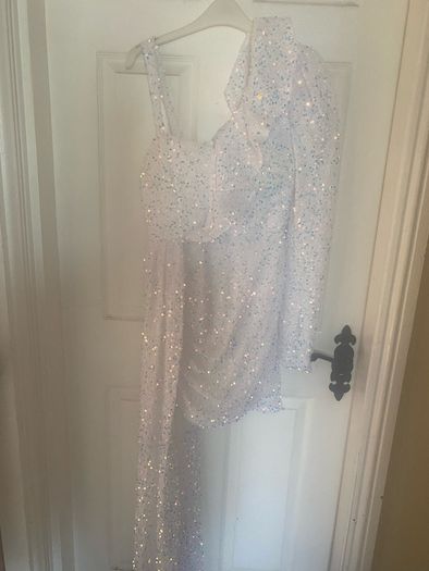 white sparkly dress