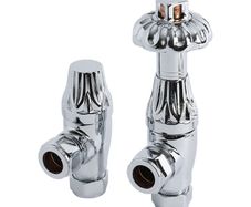 Milano Antique Chrome Thermostatic Angled Radiator Valves