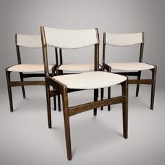 Set of 4 Mid-Century Danish Stained Oak Dining Chairs attributed to Erik Buch.
