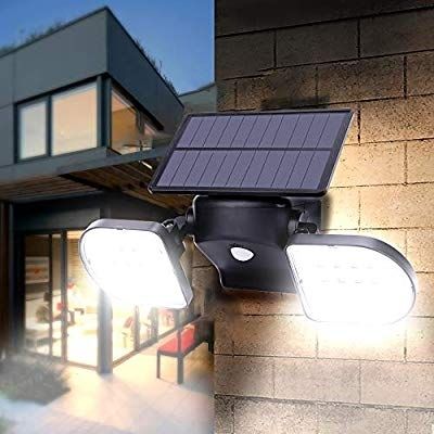 Outdoor Lights Solar Powered 56 LED Solar Lights Motion Sensor Double Heads Security Light Adjustable Spotlight Waterproof for Garage Garden Driveway Front Door Wall