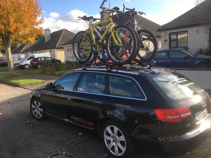 Roof bars and roof mounted bike rack carriers