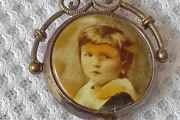 Antique double sided photo locket pendant