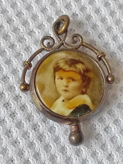 Antique double sided photo locket pendant