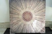 Gold, Copper and Dark Brown Picture with Raised Gold Beads