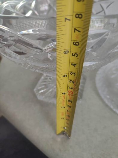 REAR  vintage GALWAY trinity knot  large Vintage Cut crystal pedestal bowl, heavy lead crystal and lid