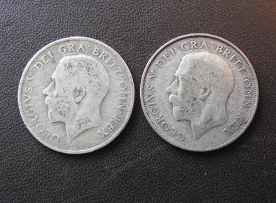 Great Britain. George V. 2 Silver Shillings (1922+1923)