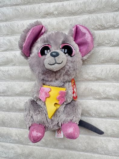 TY Beanie Boos Squeaker the mouse with cheese plush approx. 15cm Used Please see photos