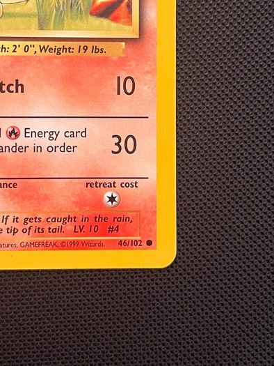 Vintage Pokemon Card Charmander 46/102 Base Set WOTC 1999