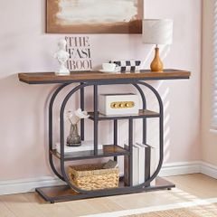 Narrow Console Table for Hallway, 110 cm Hallway Table, 4-Tier Industrial Display