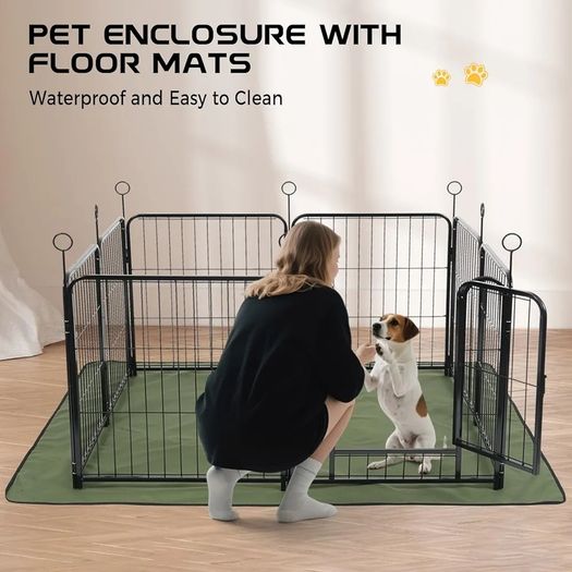 Dog Pen Indoor, 8 Panel Puppy Play Pen with Bottom Mat, High 60cm Heavy Duty Dog Play Pen, Pet Playpen for Puppies, Cats, Rabbits and Other Animals (Black)