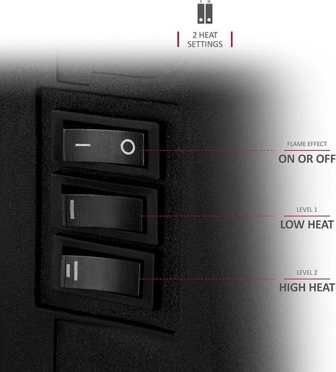 Electric Fireplace Stove Heater 1600-1800W with Fire Flame Effect, 2 Heat Settings, Adjustable Thermostat, Freestanding Portable Electric Log Wood Burner Effect - Black