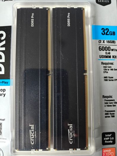 2 sets of Crucial Pro Ddr5 Ram 32gb Kit (2x16gb) 6000mhz