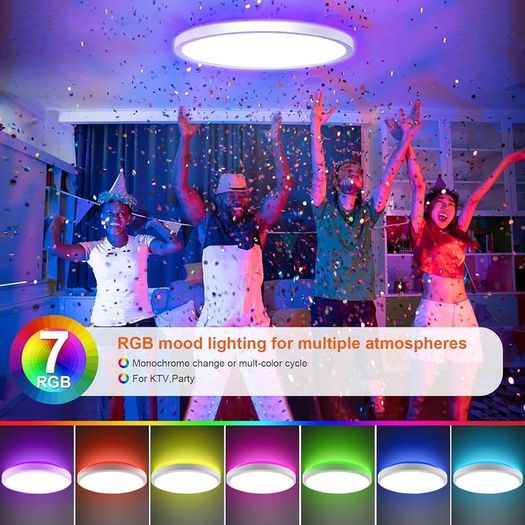 FREE EXPRESS SHIPPING LED Ceiling Light with RGB Backlight, 24W 3200LM 3000K-6500K Dimmable with Remote Control, RGB Chasing Timer & Memory, IP44 Ultrathin Round Ceiling Light for Bedroom/Living Room/Bathroom/Kitchen