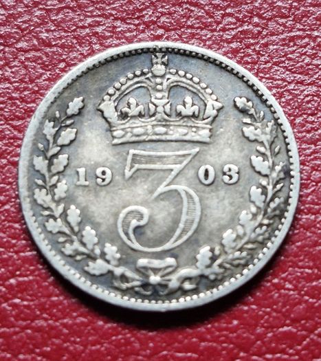 1903 United Kingdom  3 Pence - Edward VII  sterling silver coin