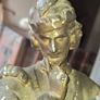 Antique Sculpture a gilt-bronze cast-metal Spanish Conquistador. On his torso is a Cross Pattee, a historical motif commonly associated with Christian military orders and medieval heraldry Image 2